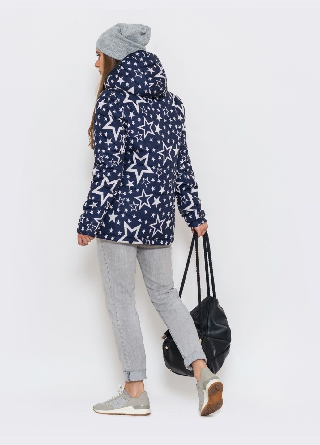 Синя демісезонна демісезонна куртка з принтом "зірки" і капюшоном синя Dressa