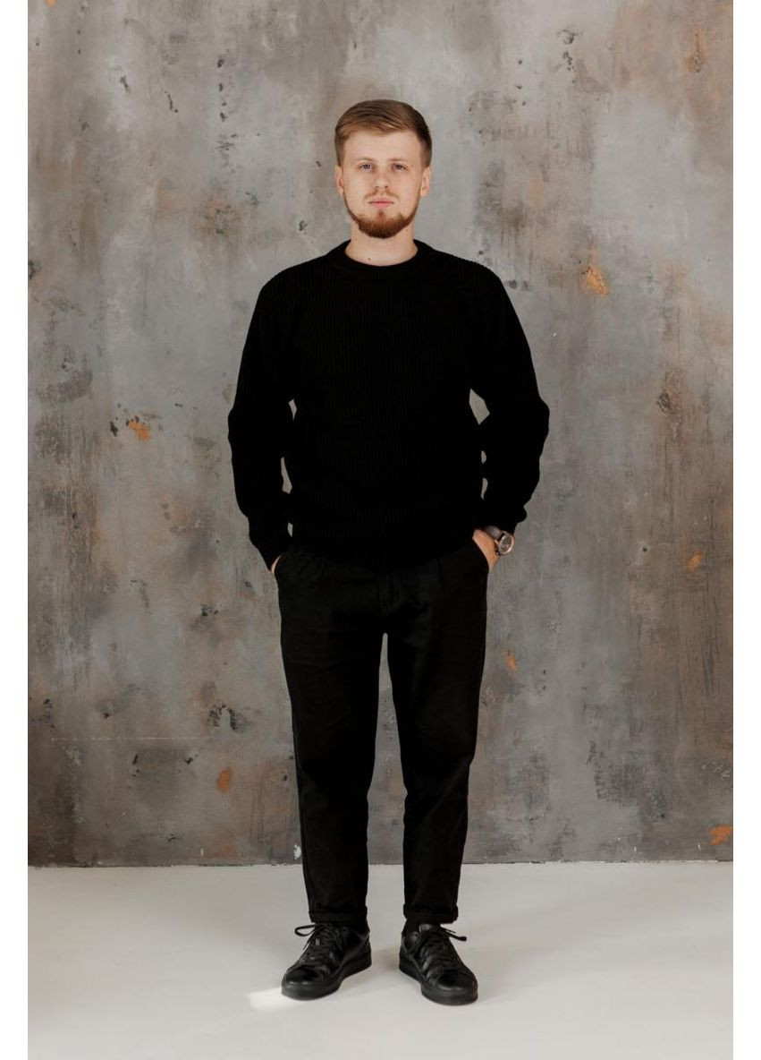 Чорний демісезонний чоловічий базовий джемпер із щільної в’язки artknit (ak39260p) Art Knit