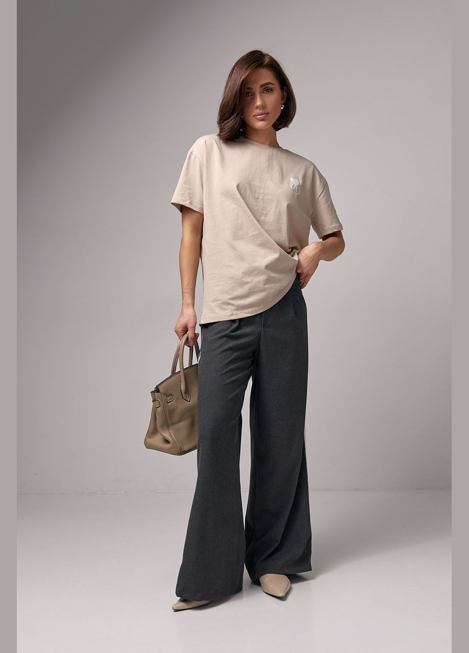 Женские брюки с лампасами на резинке - темно-серый Lurex (282958342)