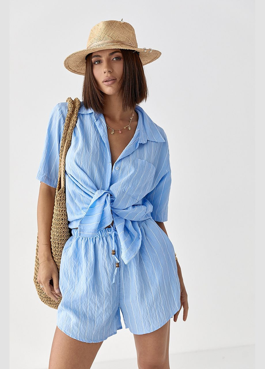 Полосатый костюм с рубашкой и шортами Lurex (340423337)