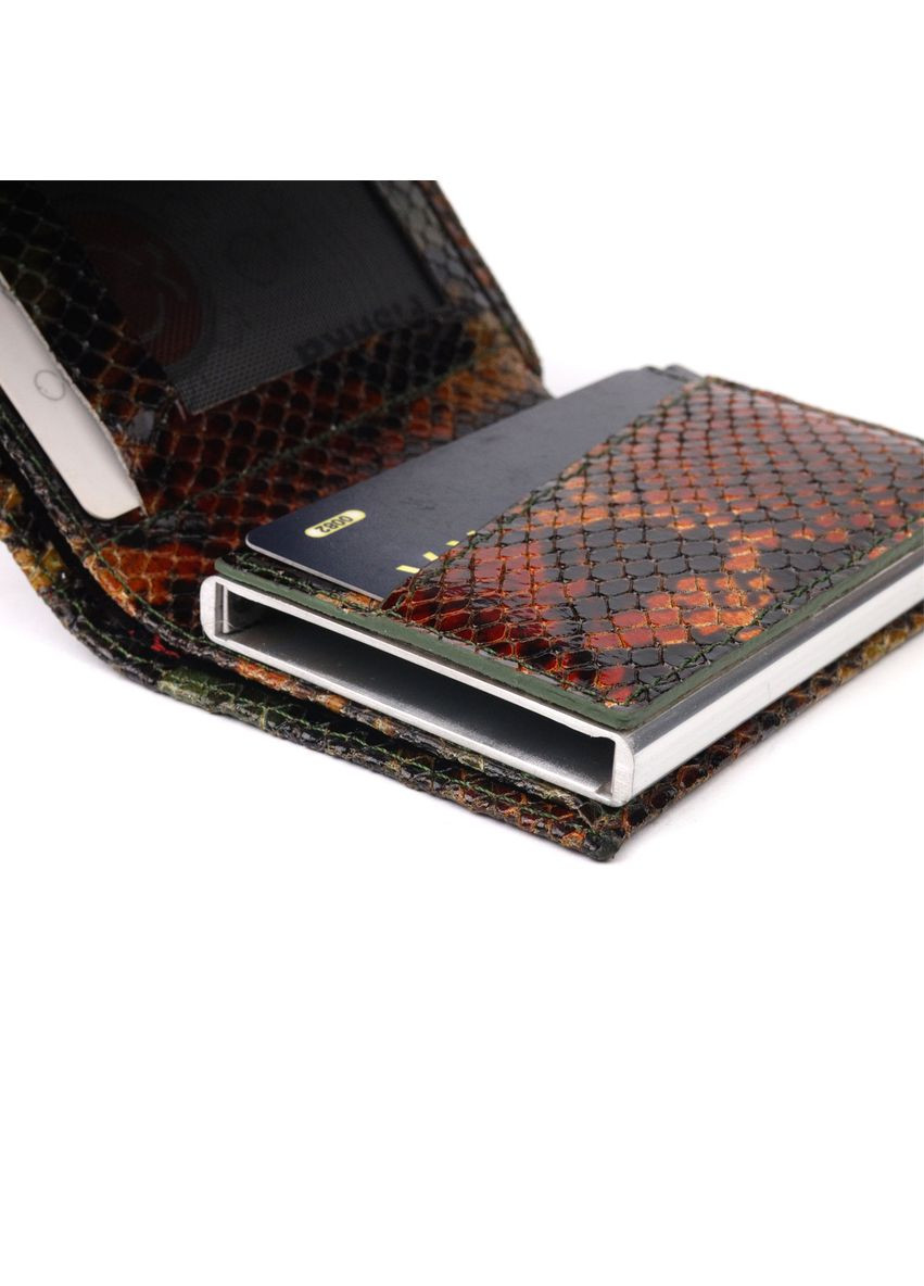 Лакована візитниця з натуральної фактурної шкіри під змію 20988 Різнокольоровий Karya (337353075)