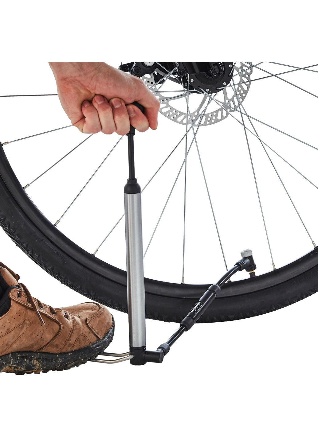 Велосипедний Ручний Насос з Ніжною Підставкою і Манометром B'TWIN (335052713)