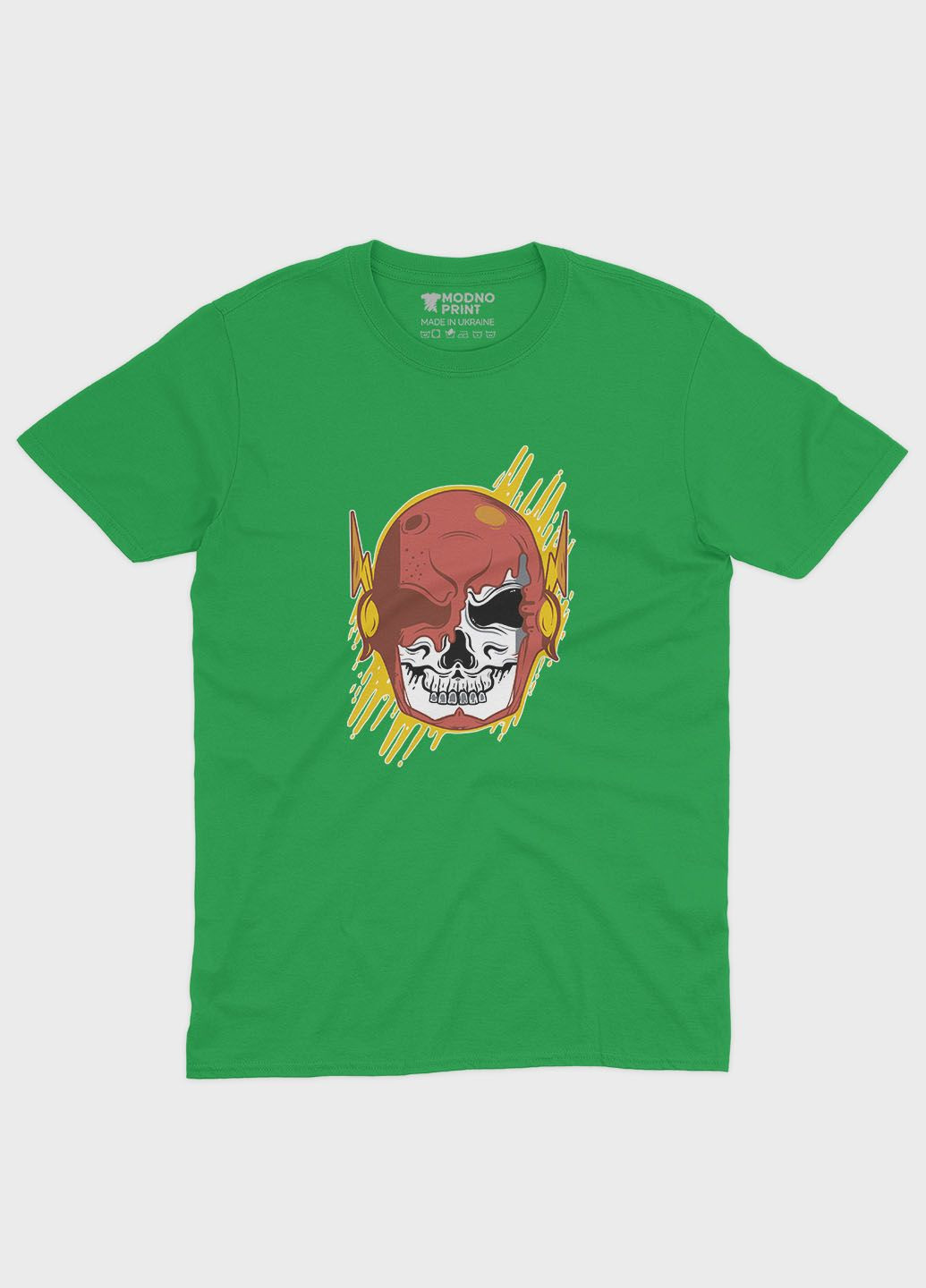 Зелена демісезонна футболка для хлопчика з принтом супергероя - флеш (ts001-1-keg-006-010-003-b) Modno