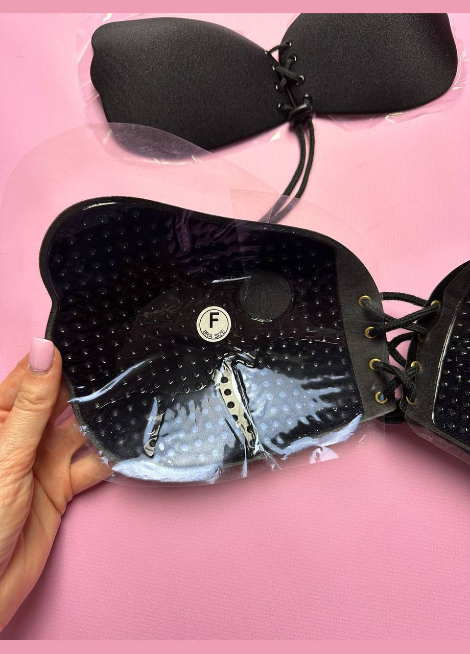 Чёрный флай бра бюстгалтер без бретелей на липкой основе силиконовый невидимый No Brand без косточек