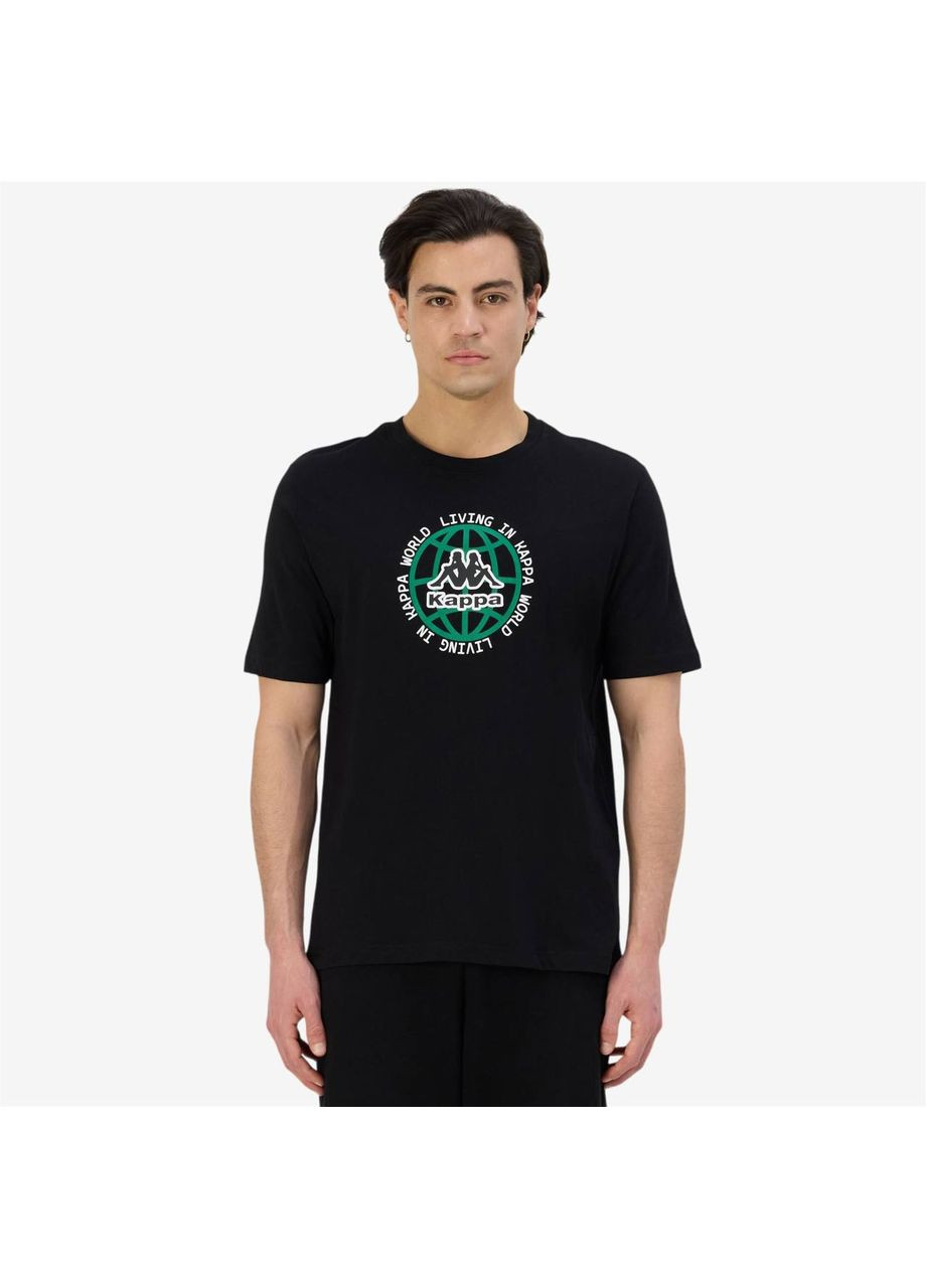 Черная мужская футболка с принтом kappa No Brand Футболка