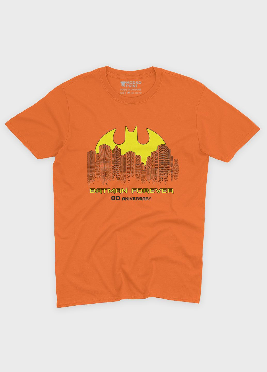 Помаранчева демісезонна футболка для хлопчика з принтом супергероя - бетмен (ts001-1-ora-006-003-036-b) Modno