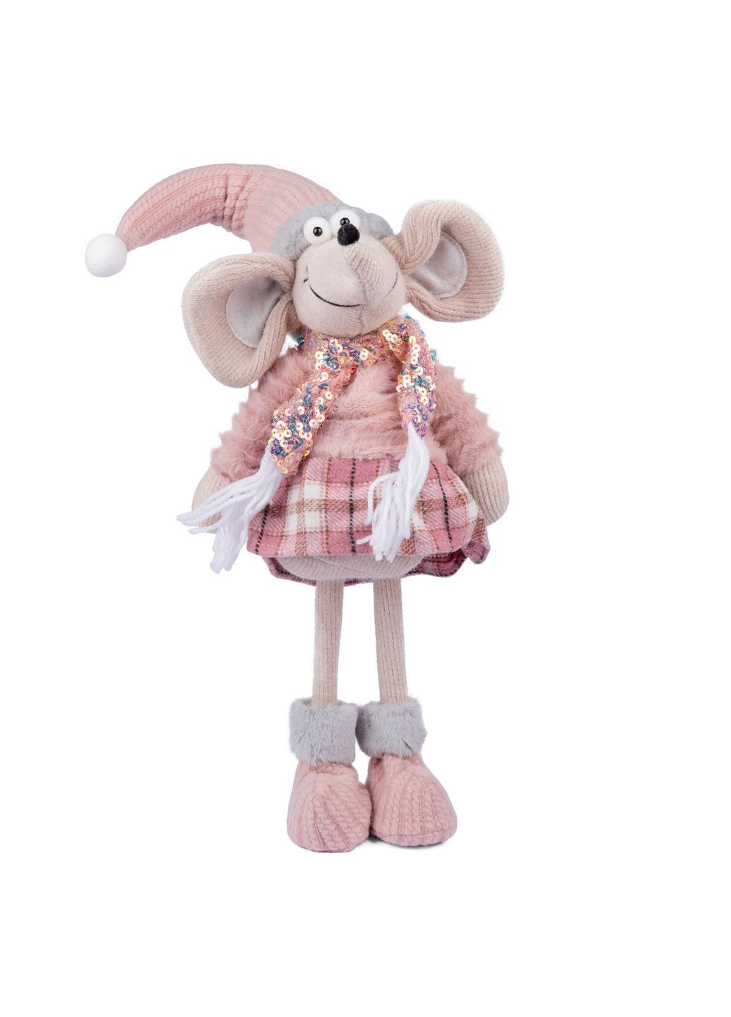 Новорічна м'яка іграшка Мишеня Дівчинка в рожевому 59см (974786) Novogod'ko (364358529)