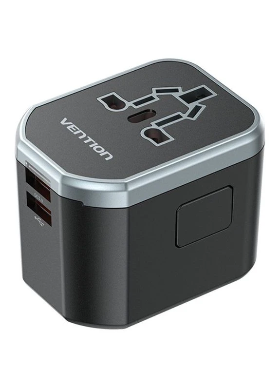 Сетевое зарядное устройство 3-Port USB (C+A+A) Universal Travel Adapter (20W/18W/18W) Black (FJCB0) (FJCB0) Vention 3-Port USB(C+A+A) Universal Travel (357474425)