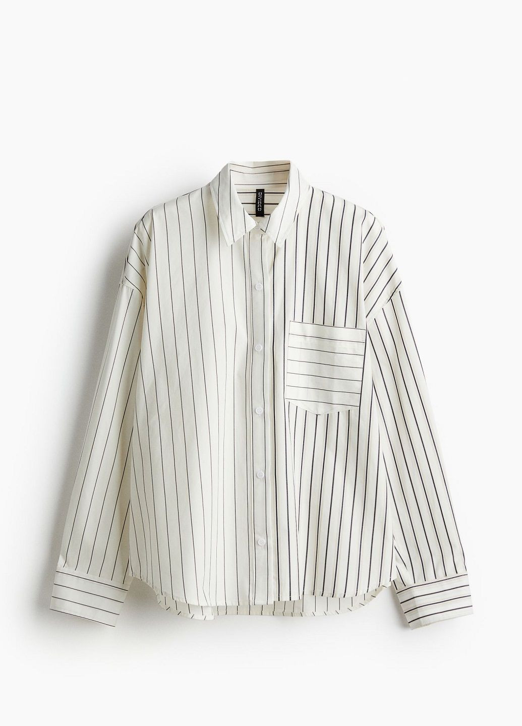 Молочная классическая рубашка в полоску H&M