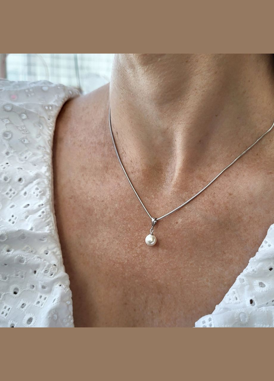 Серебряная подвеска Кулон с Жемчужиной 5 мм серебро 925 пробы Родированное п2ж/396 0.70г No Brand (331148508)