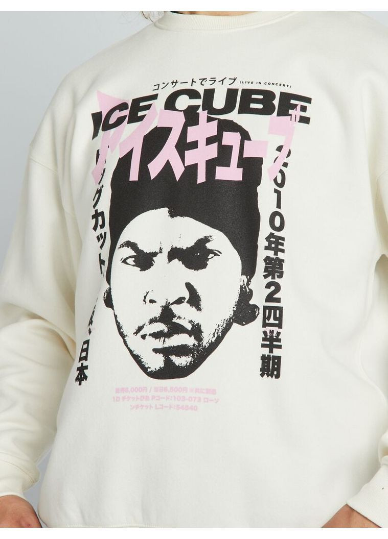 Kiabi свитшот флис,молочный с принтом, молочный