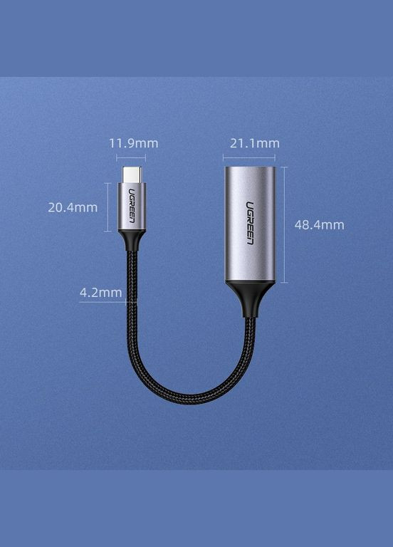 Переходник USB 2.0 Type C -> HDMI V2.0 4K@60Hz 10 См CM297 Серый Ugreen (315761331)