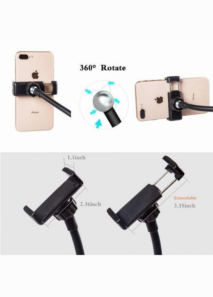 Держатель для телефона гибкий штатив с LED подсветкой на прищепке Professional Live STREAM (306716859)