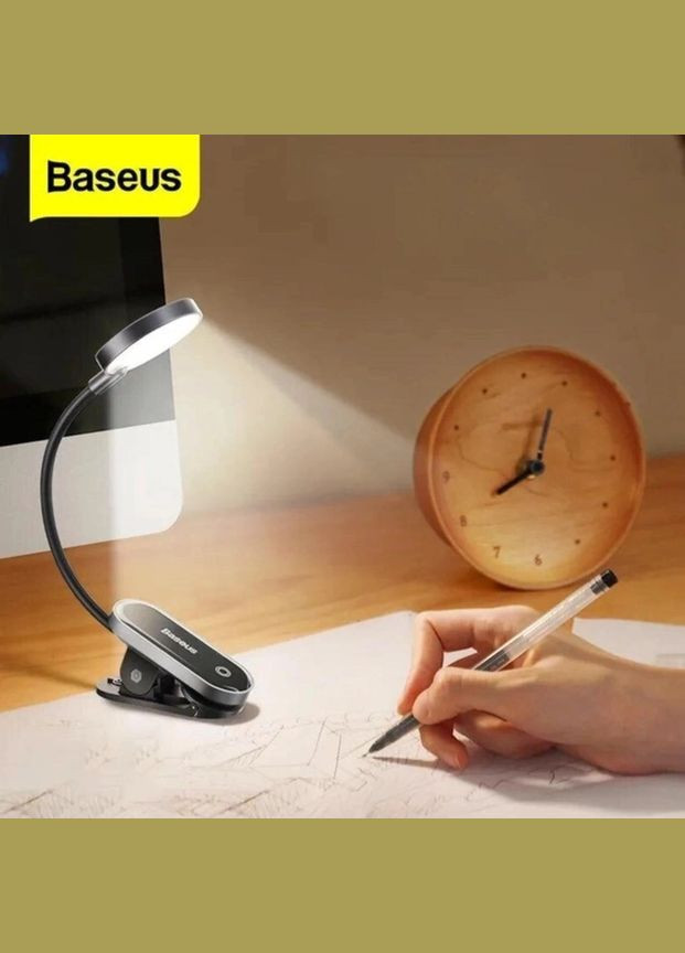 Настільна лампа Clip LED для читання для спальні Гнучка сенсорна лампа USB-акумуляторний світильник Baseus dgrad-0g (282842309)