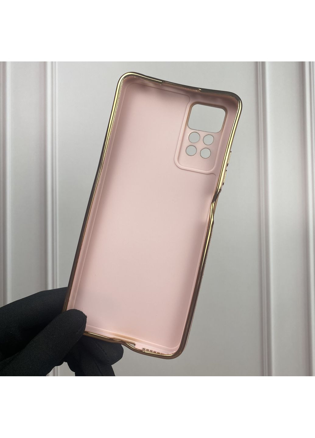 Чохол для Redmi Note 11 Pro 4G глянсовий із золотою окантовкою із захистом камери на сяомі редмі нот 11 про пудровий Xiaomi (366022487)