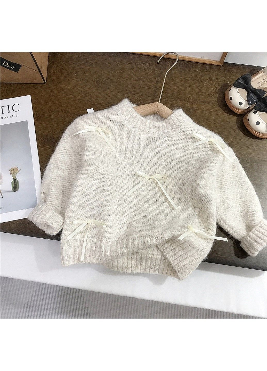 Белый зимний детский свитер No Brand