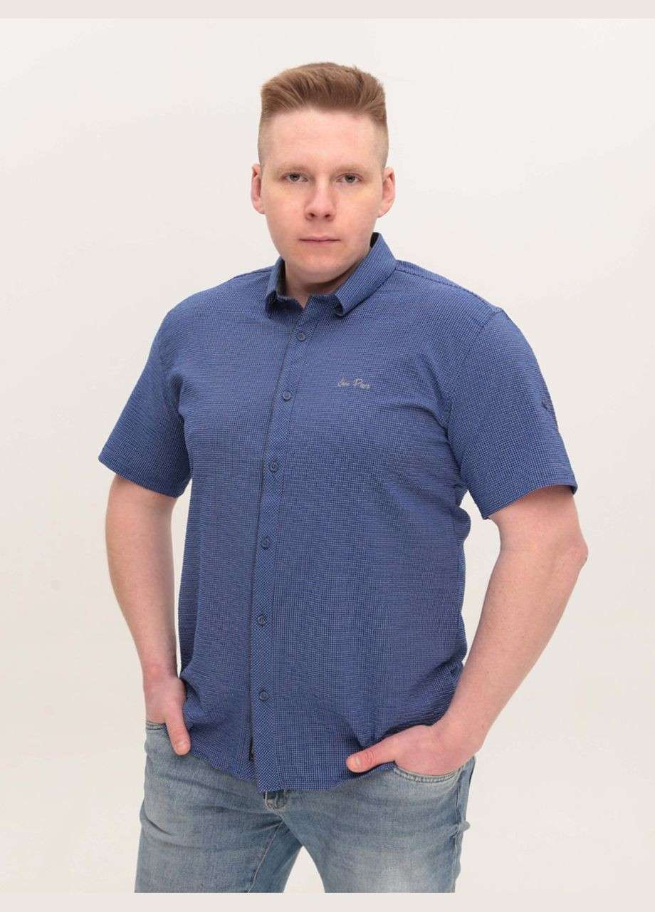 Синяя повседневный рубашка в клетку Jean Piere