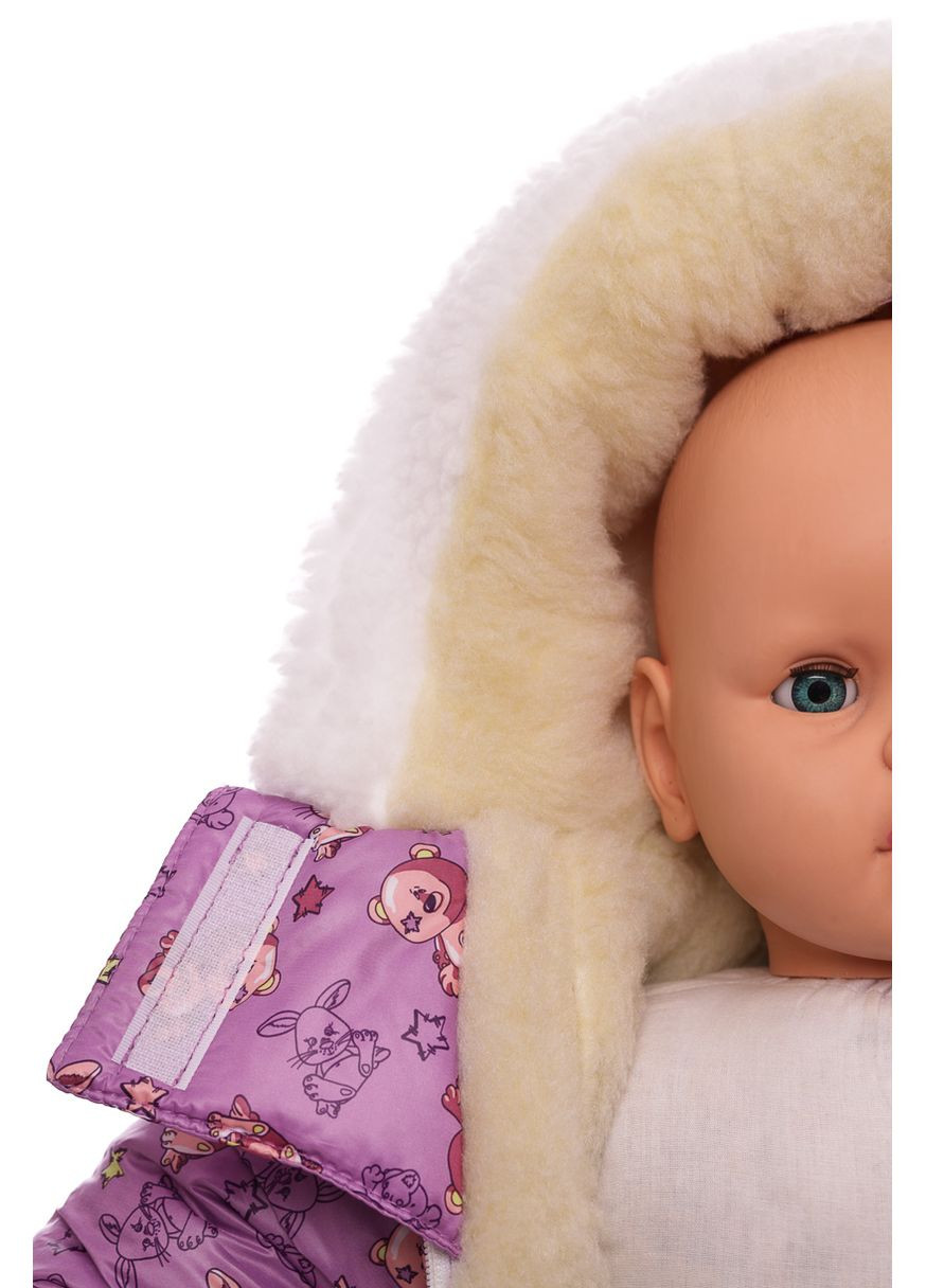 Чоловічок на хутрі для дівчинки без логотипу з принтом зайчиків фіолетовий 74 см (51188) BABYKROHA (297199677)