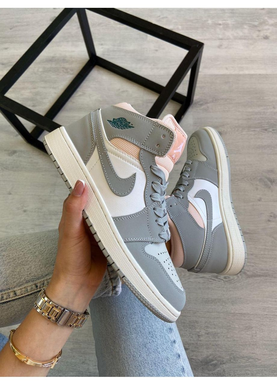 КРОСІВКИ ЖІНОЧІ NIKE AIR JORDAN 1 RETRO HIGH GREY WHITE ORANGE НАЙК АІР ДЖОРДАН No Brand сірі демісезони (367170560)