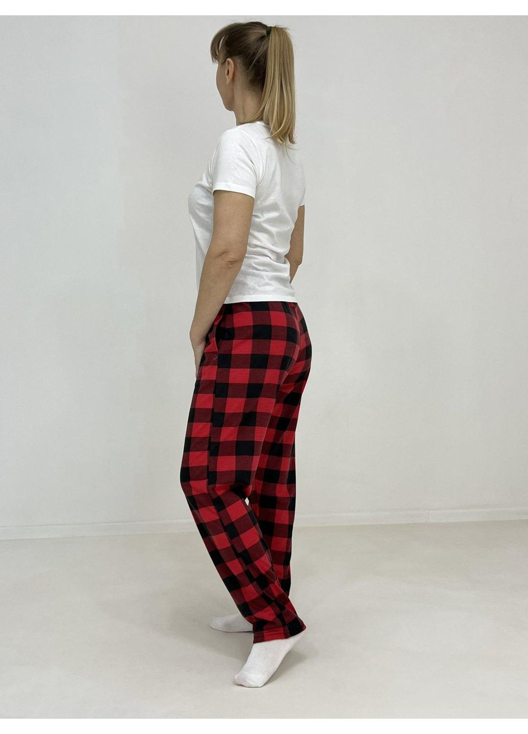 Жіночі домашні штани в клітинку Pars 60-62 Червоні (83717824-4) Triko (323159088)