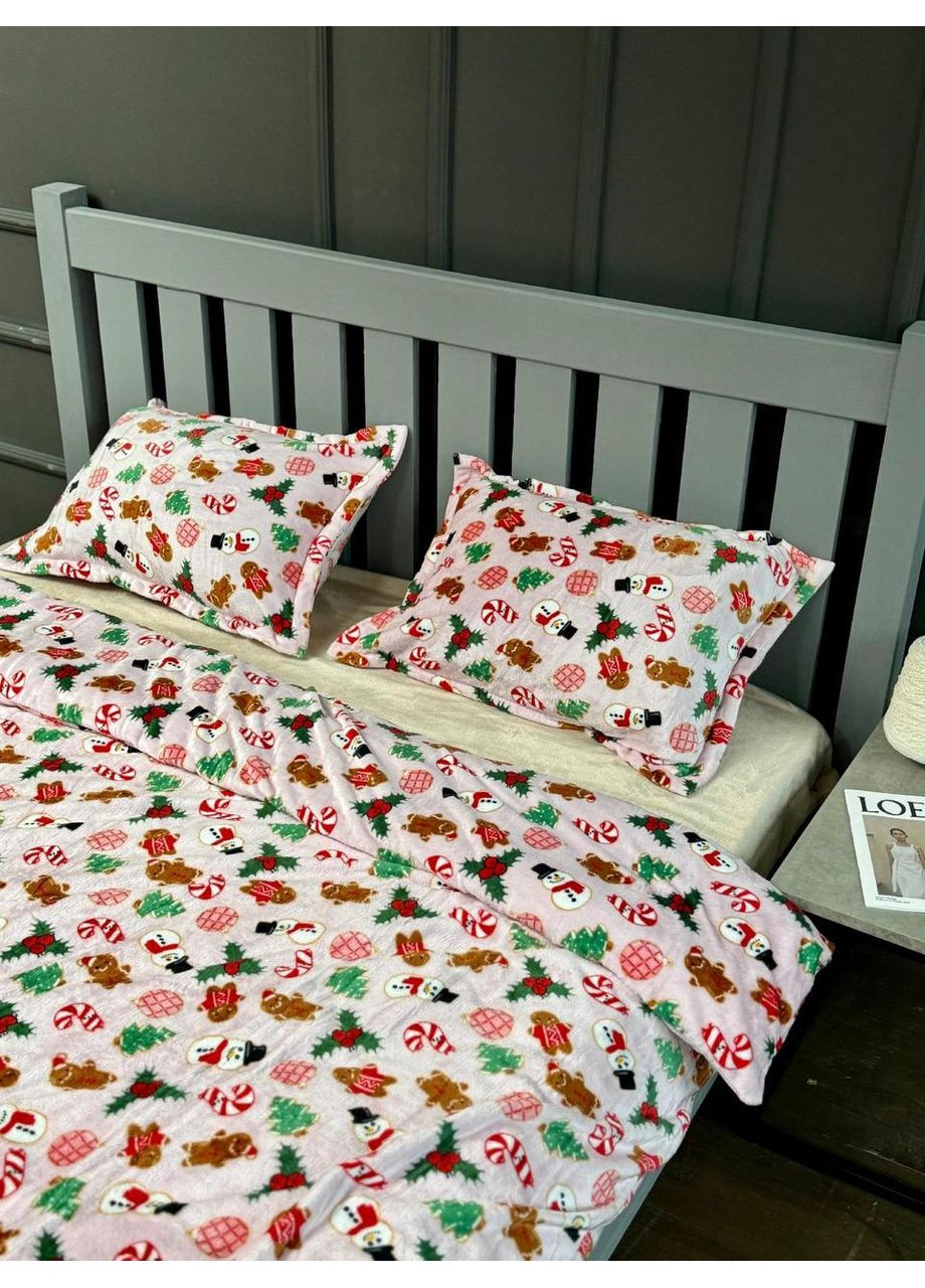 Постільна білизна Солодке Різдво, плюш Двухспальний розмір, наволочки 50/70 No Brand (364218928)