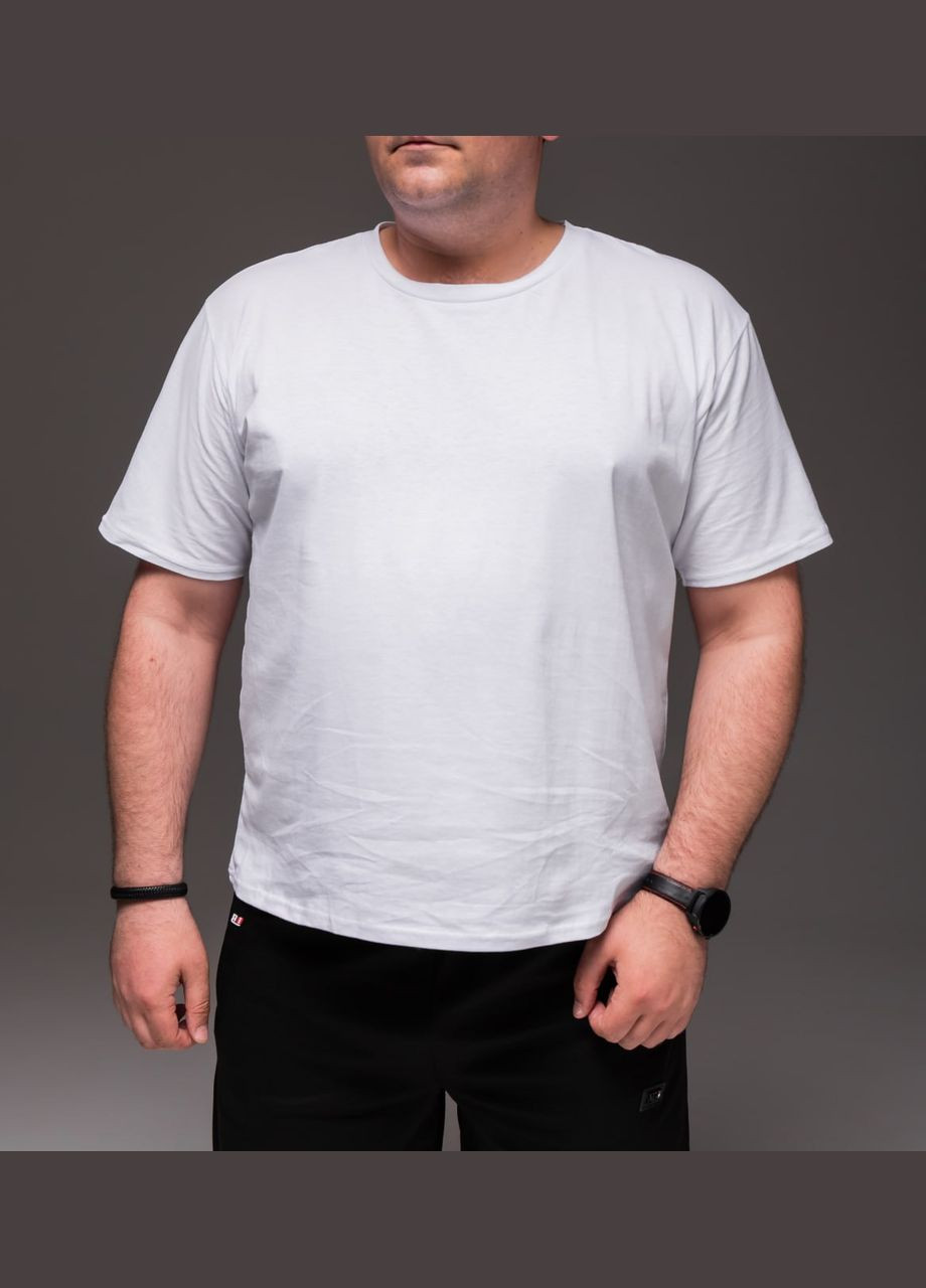 Белая базовая кежуал футболка большой размер с коротким рукавом Vakko