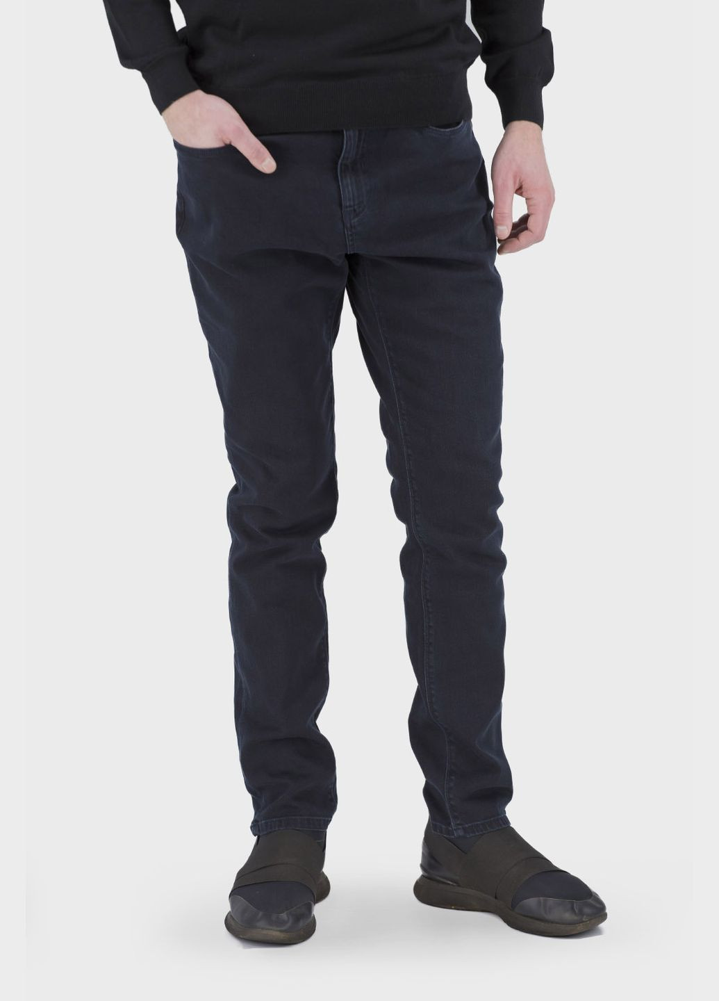 Темно-синие кэжуал демисезонные зауженные брюки No Brand
