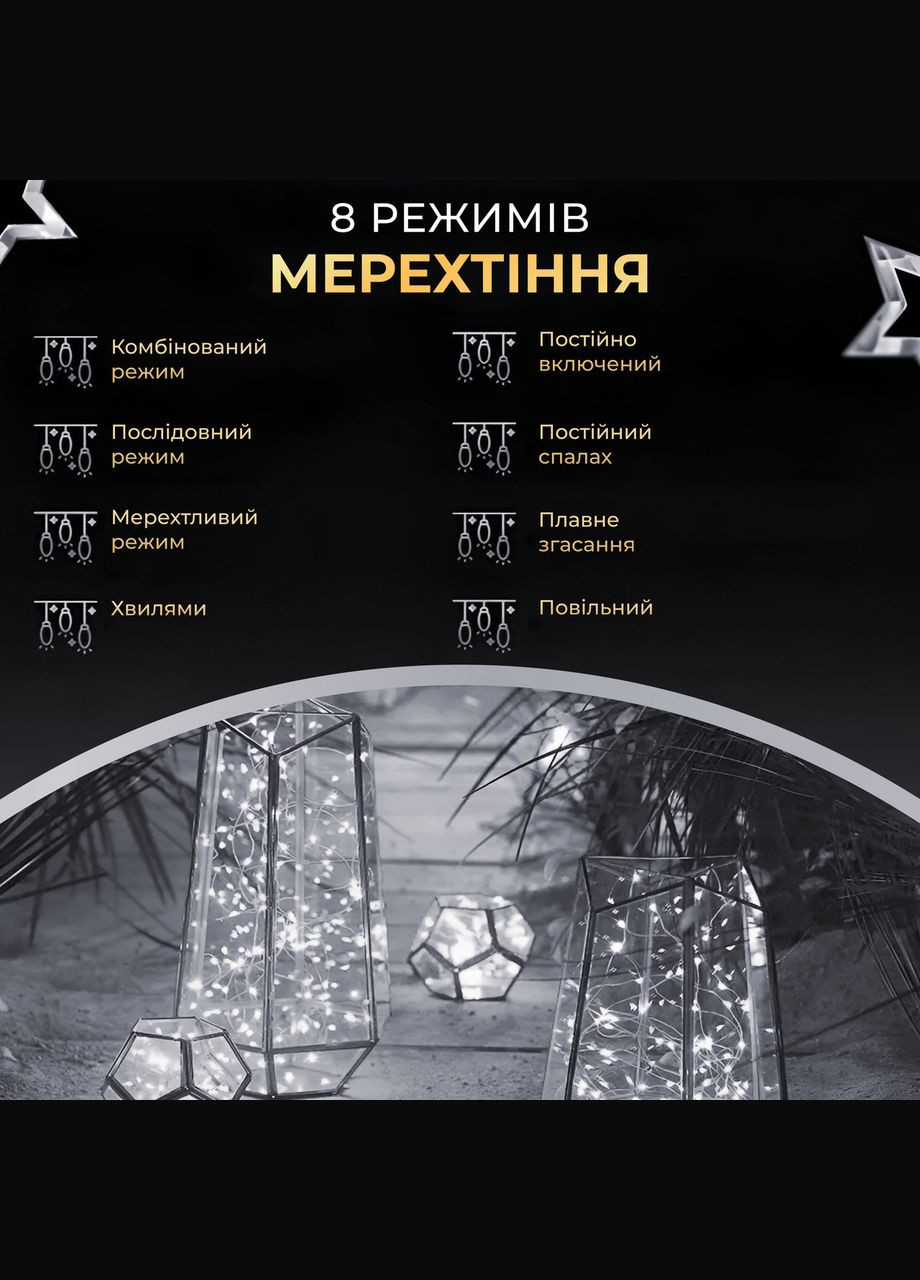 Гірлянда роса на пульті 200 метрів на 2000 led світлодіодів крапля на зеленому дроті біла 2000L200MGW Garlando (306849597)