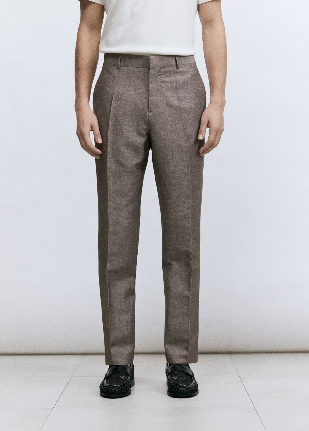 Темно-бежевые классические демисезонные брюки H&M