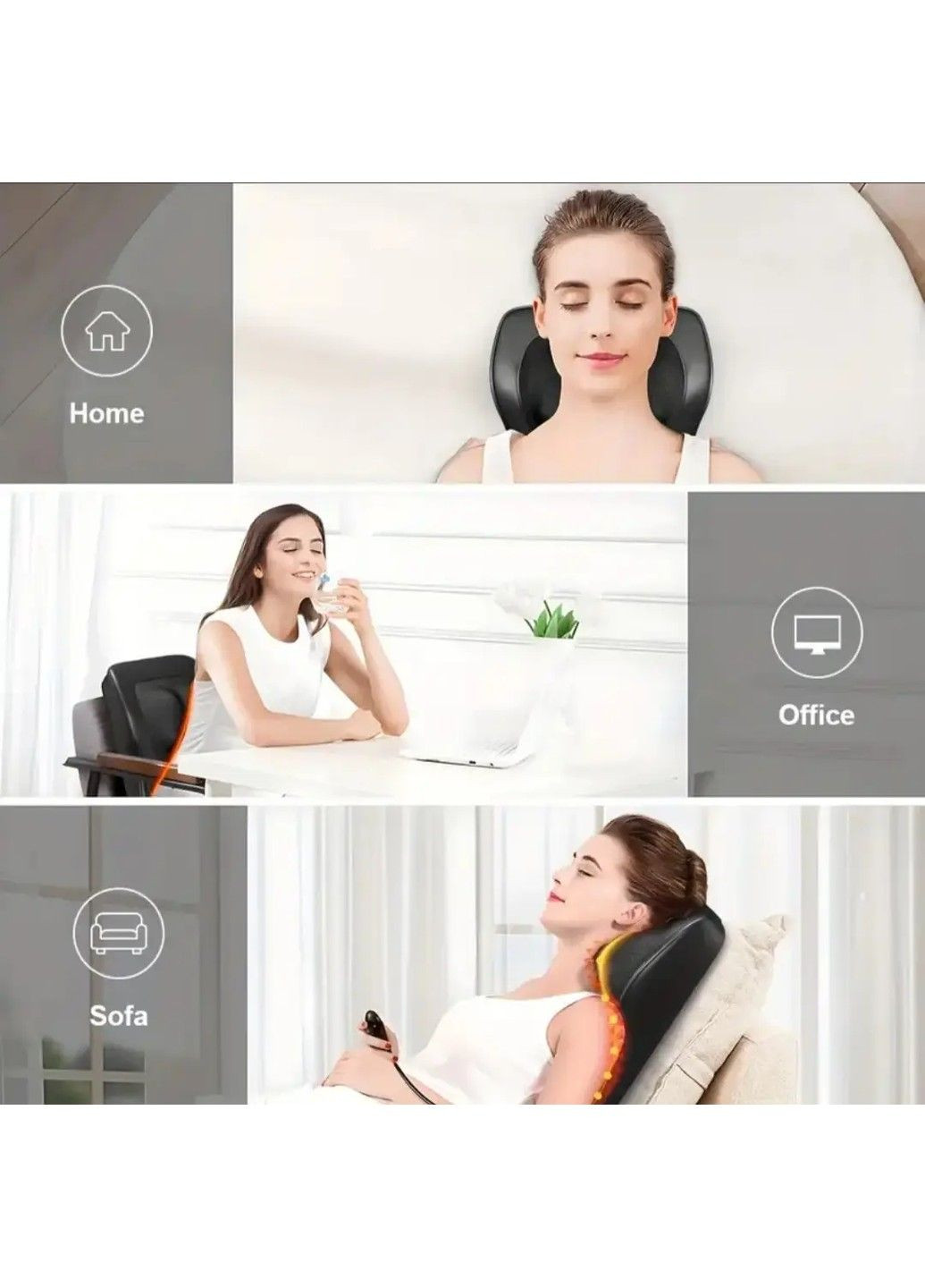 Массажная подушка SL-25 для спины и шеи с подогревом (Черная) No Brand (332636880)