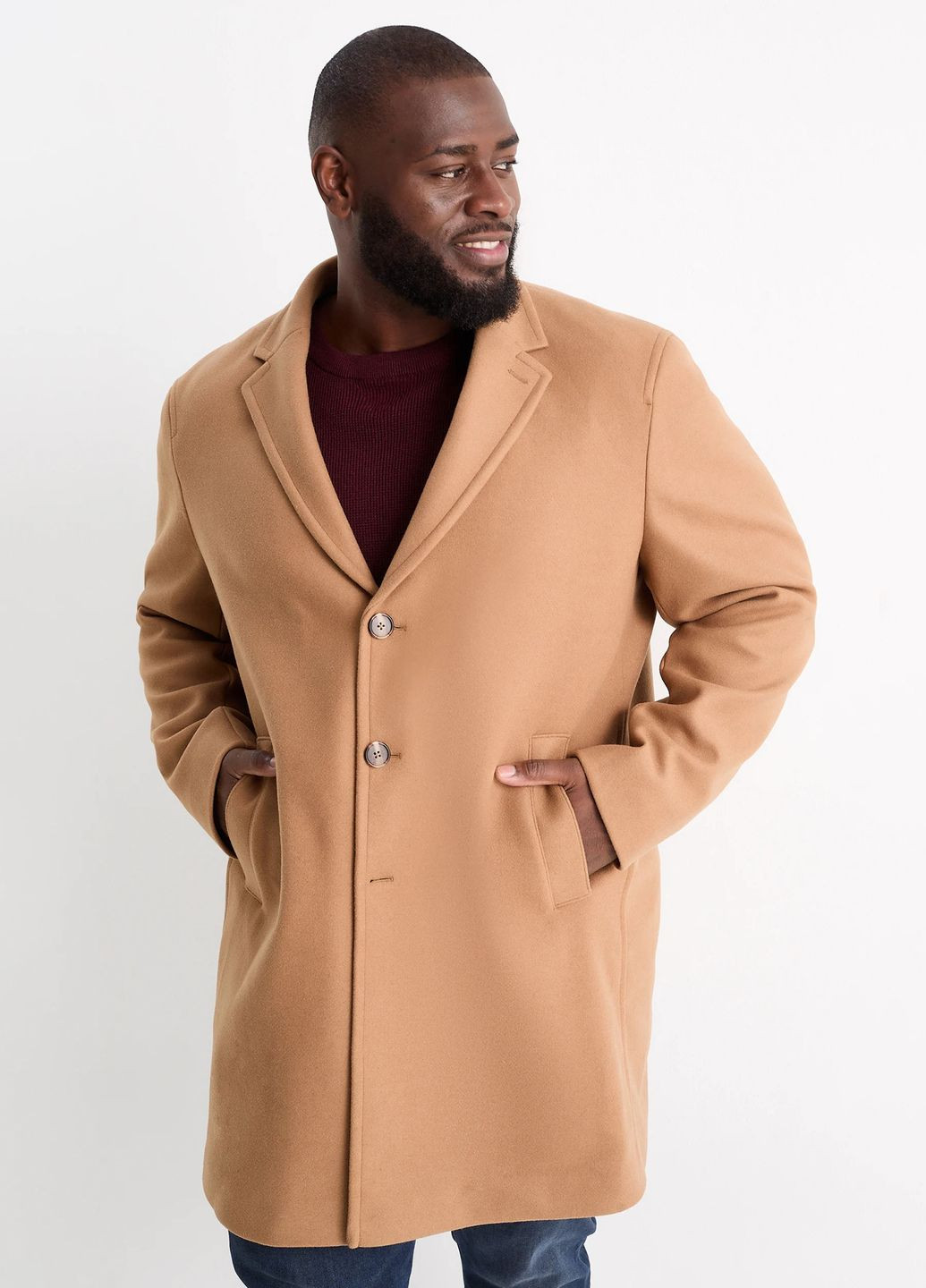 Бежевое демисезонное Однобортное пальто C&A