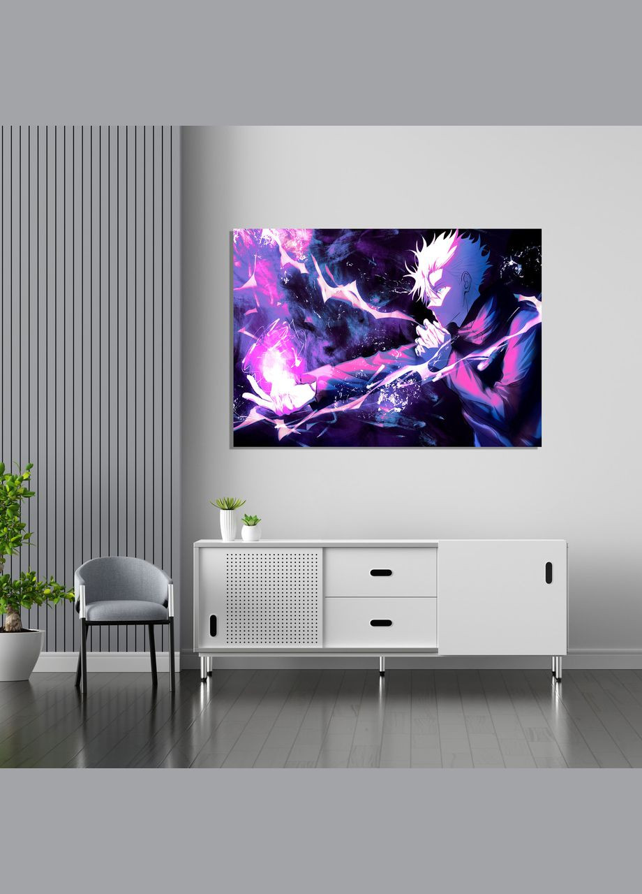 Плакат- с принтом Jujutsu Kaisen Магическое сражение Satoru Gojo Сатору Годжо фиолетовый (японская манга) А2 Кавун постер (316208339)