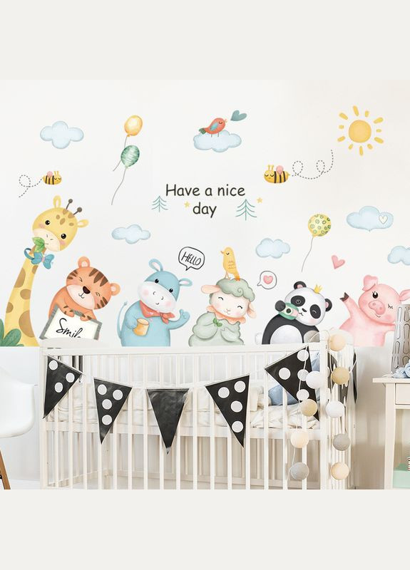 Вінілові наклейки на стіну Тваринки в дитячий садочок (лист 60 х 90 см) Б408-3 No Brand (302241891)