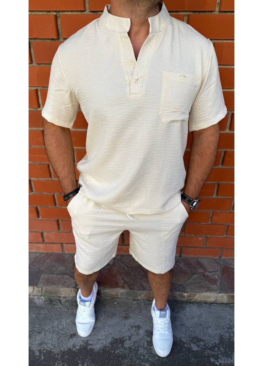 Бежевий літній дихаючий костюм стильний та зручний No Brand