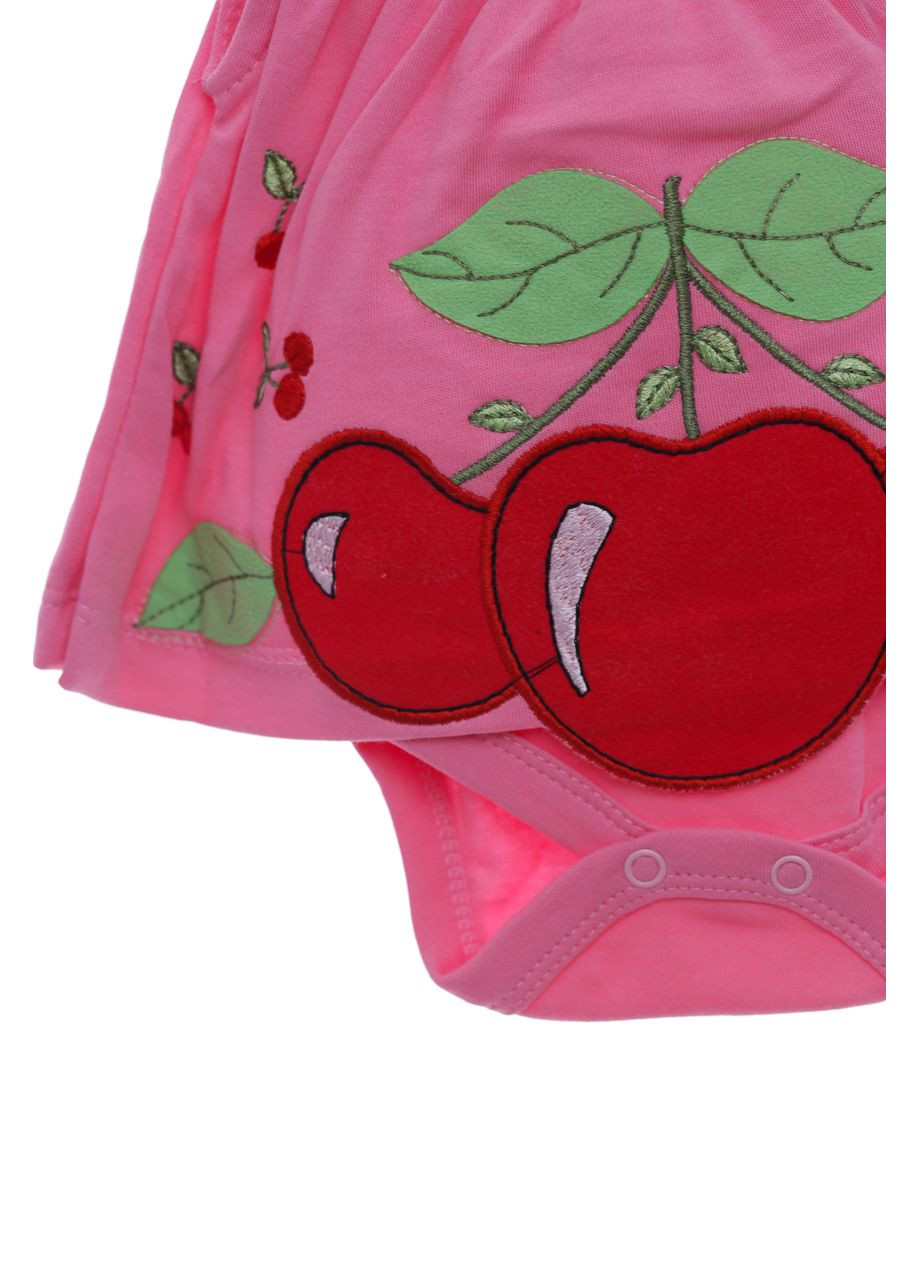 Боді-сукня з коротким рукавом для дівчинки Вишенька рожева бавовна MiniPapi 50 см (37989) BABYKROHA (297197428)