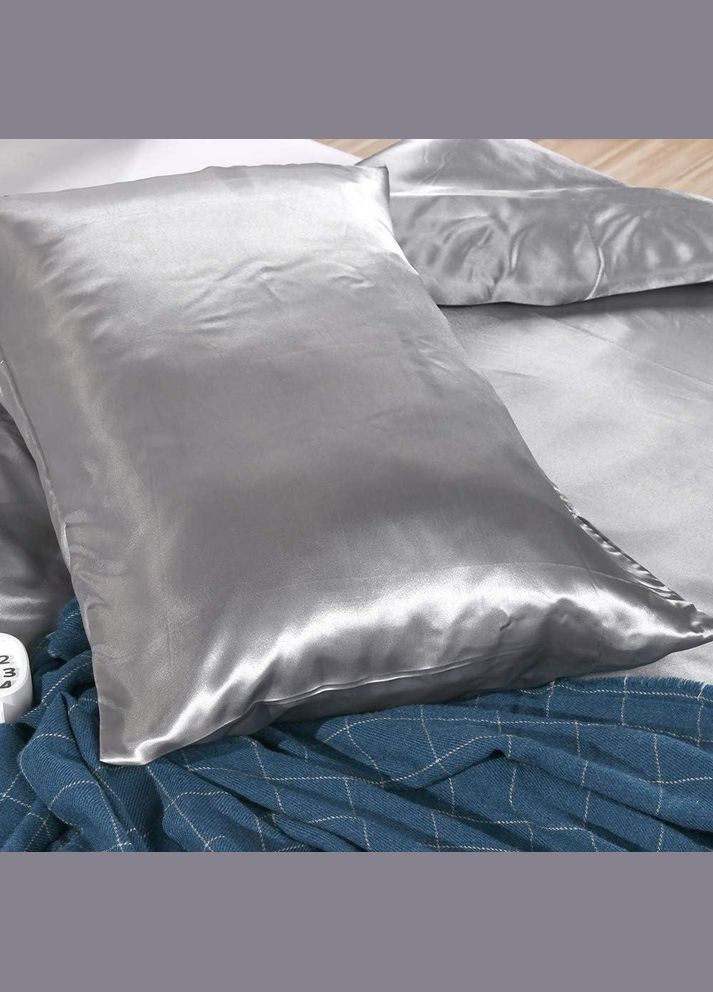 Атласне Срібно-золоте Євро постільна білизна 200х220см Moka textile (308071717)