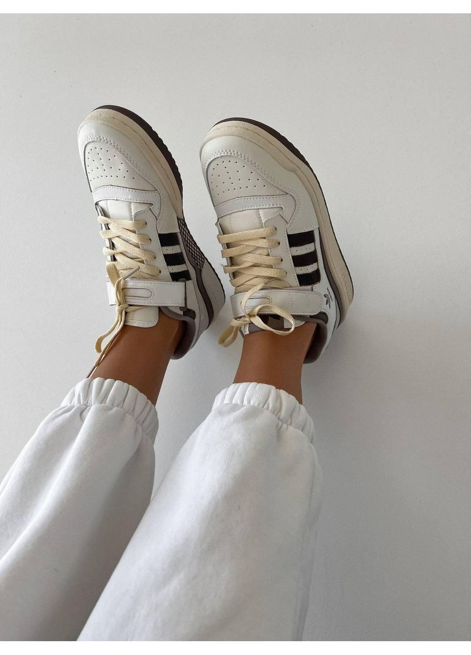 Белые демисезонные кроссовки мужские adidas forum 84 low brown адидас форум 84 No Brand