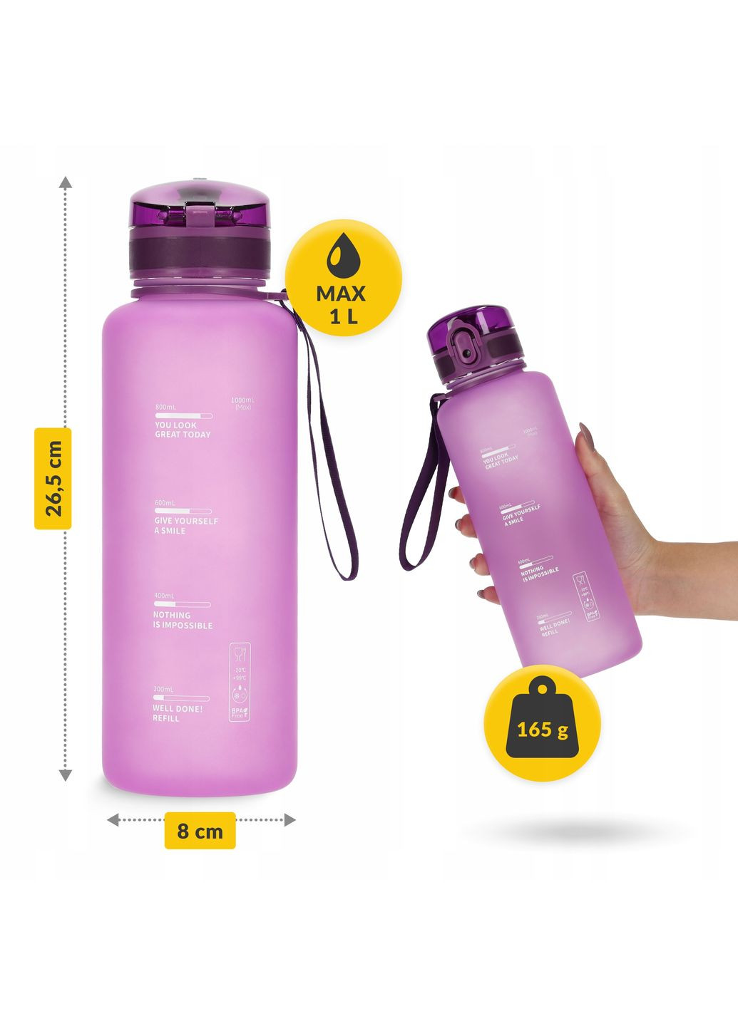 Пляшка для води спортивна 1000 мл Pink (P-5905973403764) 4FIZJO (316275400)