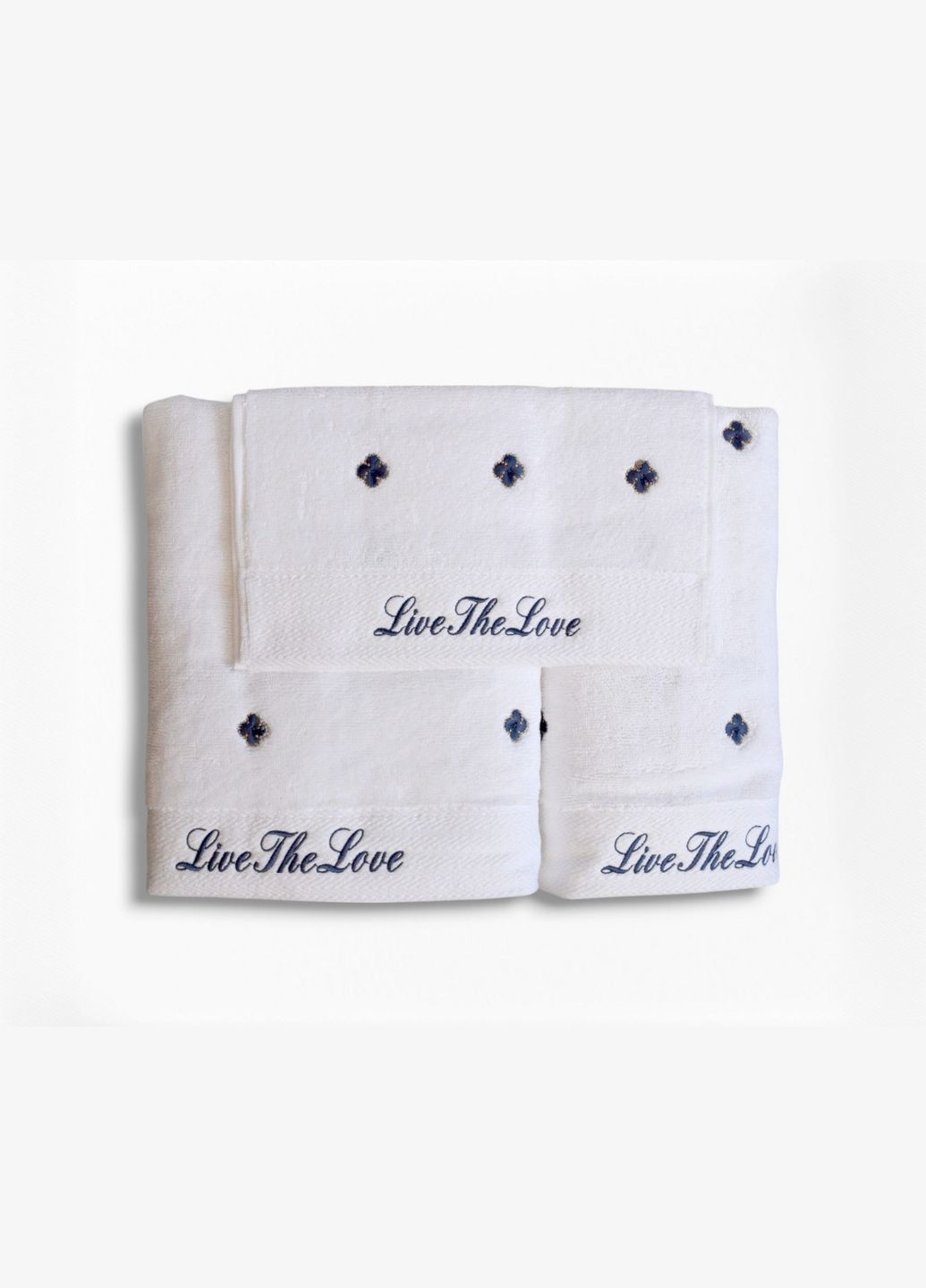 Подарочный набор полотенец, 3 шт. с вышивкой Van Cleef Moss белый