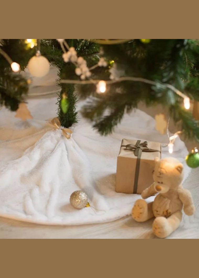 Коврик под елку юбка для елки новогодний декор меховые коврики под елку Белый 120 см Niki Light (300097489)