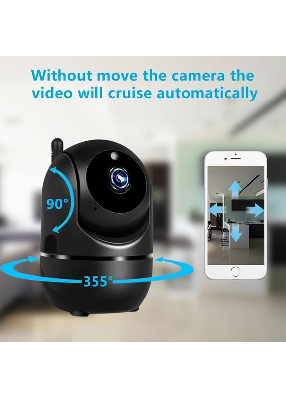 WiFi IP-камера YCC365Plus 3Мп с автоследением, ночным видением, поворотом 360°, двухсторонним аудио, поддержкой TF-карты (черная) China (351855033)