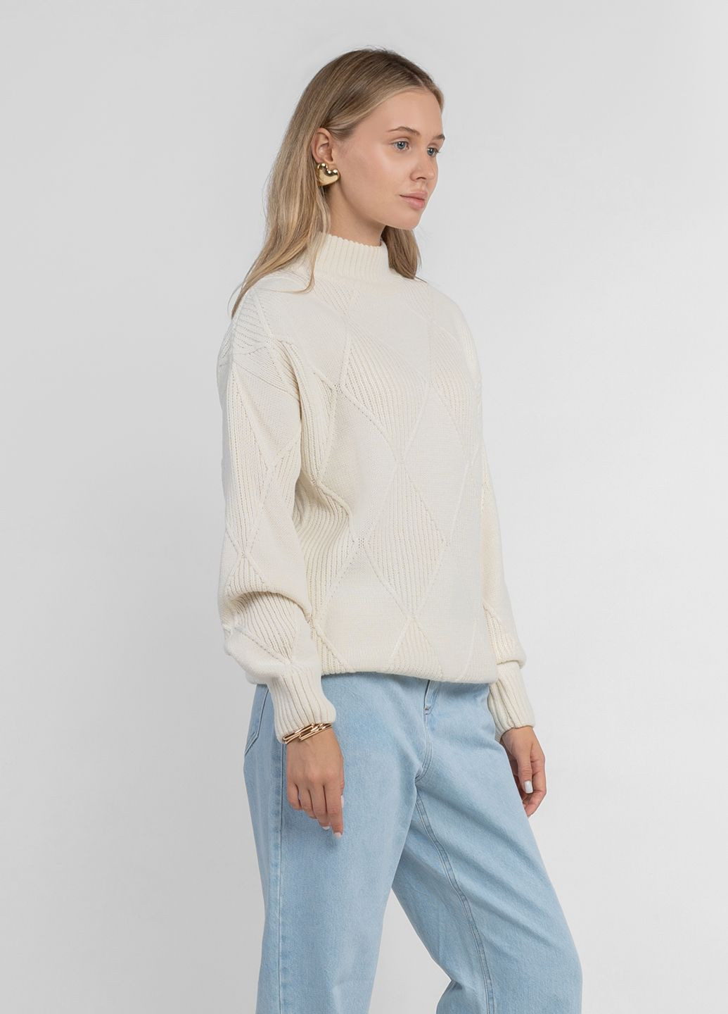 Белый зимний свитер женский w10.03.00.531 белого цвета шерстяной Arber Roll--neck WAmb WTR-182