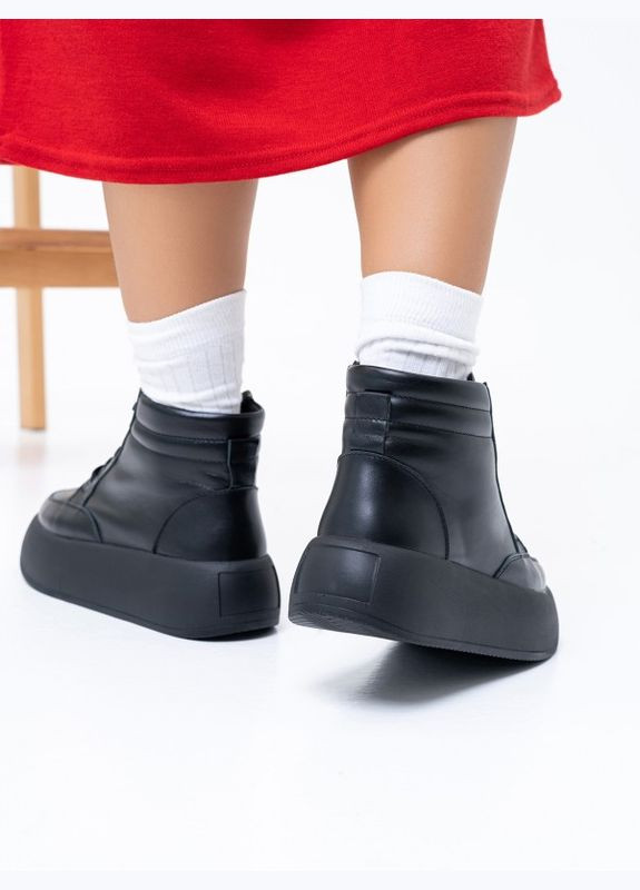 Чорні утеплені черевики на високій підошві ISSA PLUS (280939568)