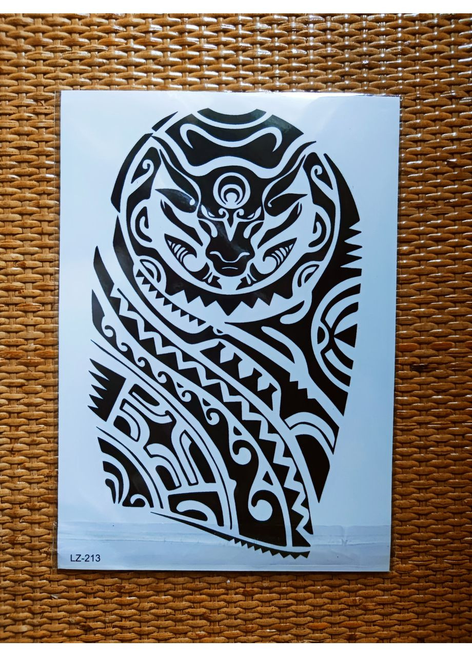 Тимчасове тату Полінезійський орнамент чорно стиль 21х15 см BZ213 Спадщина (366547070)