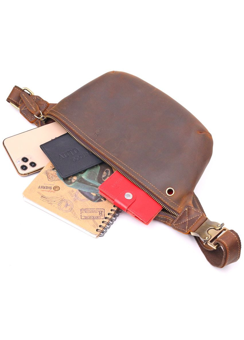 Винтажная поясная сумка из натуральной кожи 21294 Vintage (366880735)