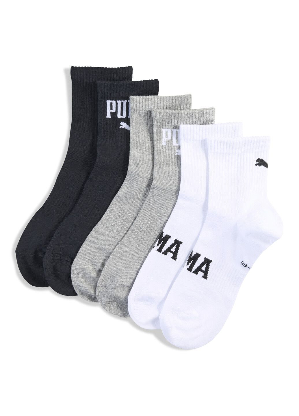 Сірі шкарпетки logo short crew socks unisex (3-pack) Puma однотонні (317249185)