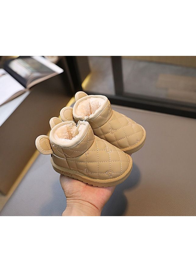 Зимові дитячі черевички з милими вушкам колір темний бежевий 10960 No Brand (369110517)