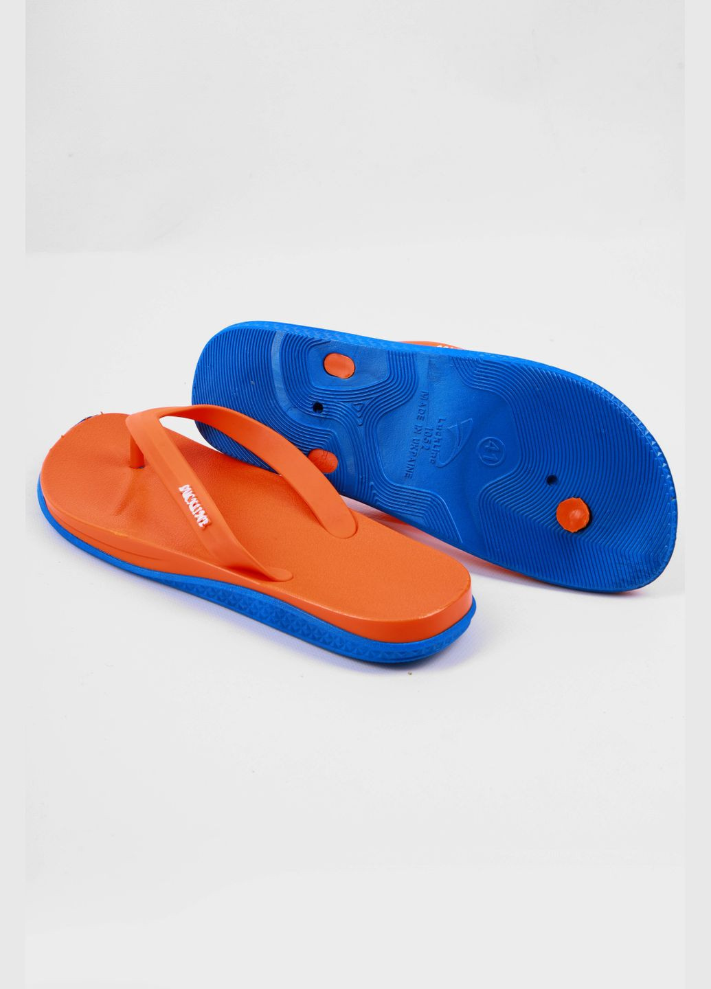 Цветные пляжные вьетнамки мужские сине-оранжевого цвета Let's Shop