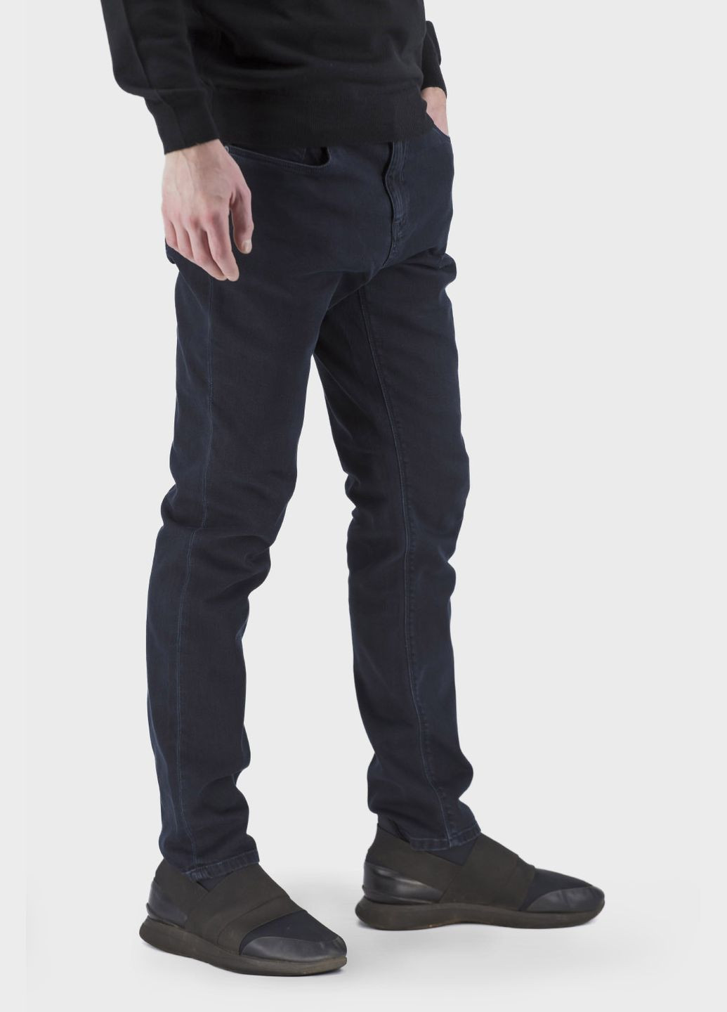 Темно-синие кэжуал демисезонные зауженные брюки No Brand