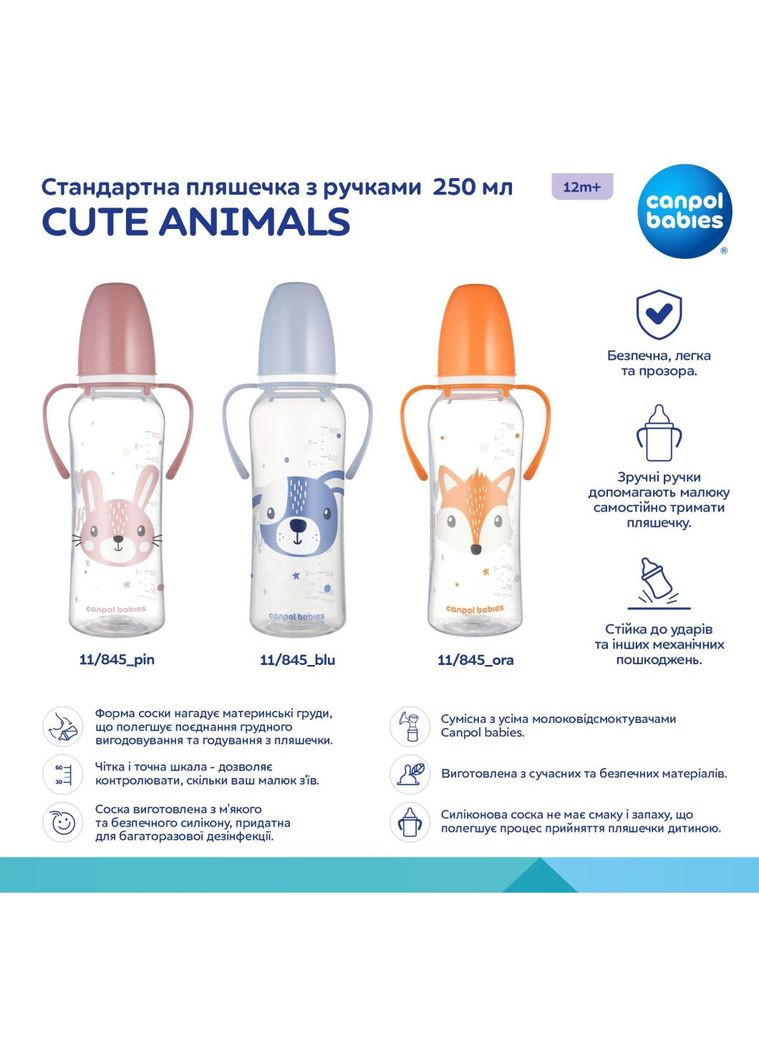 Пляшечка Cute Animals, 250 мл. () Canpol Babies 11/845_ora (328396245)